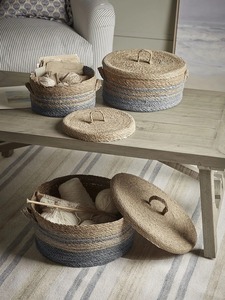 Ensemble de 3 paniers ronds en jonc de mer aux couleurs assorties, paniers de rangement faits à la main, vente en gros, écologiques, fabriqués au Vietnam - Product Image 5