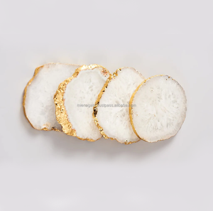High Quality Natural White <b>Agate</b> Slice <b>Coaster</b> Polished Stone Drink Holder Home Decor Wholesale Gift Custom Table Accessory Supp - Product Image 3