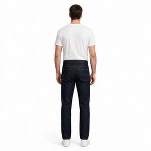 Jean en denim pour homme de qualité supérieure, coupe droite, délavé foncé, avec fermeture boutonnée et rivets, décontracté, respirant, séchage rapide, écologique, de BD - Product Image 6