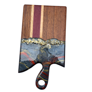 Planche à découper en bois faite à la main avec incrustation de résine et de coquillages, décoration de cuisine moderne pour la préparation des aliments - Product Image 2
