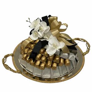 Elegante Bandeja de Servicio de Metal Chapada en Oro, Bandeja para Servir Chocolate, Exhibidor de Postres, Perfecta para Ocasiones y Eventos Especiales - Product Image 5