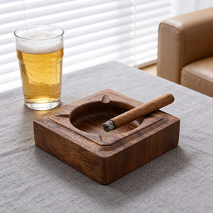 Cendrier de luxe en bois massif sans fumée, fait main, carré, classique, pour la maison et les restaurants, élégant support à cigarettes pour bureau/table basse - Product Image 1