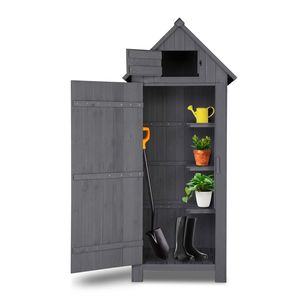 Abri de rangement extérieur en métal étanche 70 pouces, noir, toit à double pente, pour cour, couleur gris foncé - Product Image 4