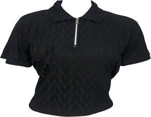 Haut d'été court à col polo pour femme, respirant, demi-zippé, à manches courtes, en maille fine - Product Image 1