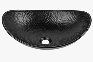 Vente en gros usine : Lavabo vasque ovale moderne en métal noir mat martelé à la main pour comptoir de salle de bain, idéal pour la décoration de vanités d'hôtel - Product Image 4