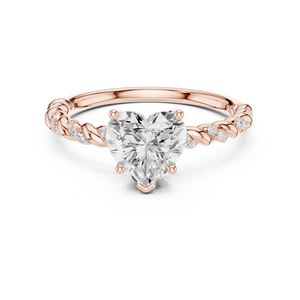 Anillo de Diamante Moissanite con Corte Corazón para Mujer, Chapado en Oro Rosa sobre Plata de Ley, Diseño de Cuerda Trenzada, Anillo de Compromiso para Ella - Product Image 1