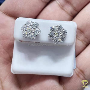925 argent Sterling luxe fleur diamant boucles d'oreilles pour femmes élégant Floral Hip Hop Bling étincelant cluster goujons goujons - Product Image 3