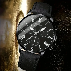 6320 3 Pcs/ Set <b>Black</b> Mens Quartz <b>Watch</b> & 2pcs Bracelet Fashion Men <b>Watch</b> Set Gift - Product Image 5