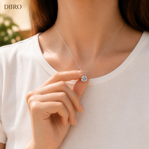 Collar con Colgante de Moissanita para Mujer, Corte Brillante Redondo, Plata de Ley 925, Cadena Minimalista, Uso Diario - Product Image 6