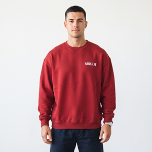 Sudadera de cuello redondo extragrande para hombre, color rojo sólido, de algodón grueso, personalizable, para uso casual de invierno. - Product Image 5