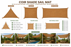 ผ้าบังแดดใยมะพร้าวธรรมชาติ CocoNest รูปทรงสี่เหลี่ยม สำหรับสวน ลานบ้าน กลางแจ้ง ป้องกันแสงแดด เป็นมิตรกับสิ่งแวดล้อม เหมาะสำหรับรีสอร์ท และตกแต่งภูมิทัศน์ - Product Image 5