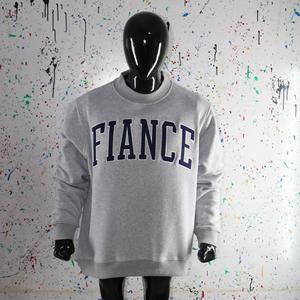 Sweat-shirt à capuche FIANCE HEATHER GREY 100% coton avec broderie appliquée, hiver, uni, teint, vintage, URBAN PRODUCTIONS - Product Image 2