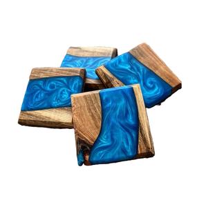 Juego de posavasos de resina y madera de diseño personalizado, posavasos de epoxi, juego de posavasos de resina, tapetes y almohadillas para mesa de comedor a un precio muy razonable - Product Image 4