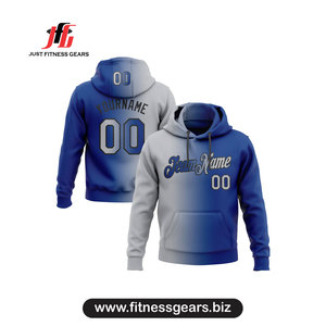 Sweat-shirt à capuche pour homme, dégradé bleu gris, impression par sublimation personnalisée avec nom et numéro, coupe classique, vêtement décontracté pour l'automne - Product Image 1