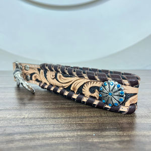 Nuevo cuero genuino personalizado hecho a mano con flor Concho entrenamiento de mascotas tráfico plomo perros accesorio para caminar - Product Image 4