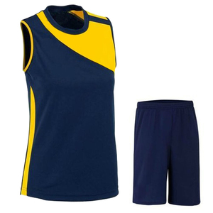 Ensemble de maillots de volley-ball sans manches pour femmes, blanc et bleu, imprimé géométrique, respirant, coupe athlétique, uniforme sublimé - Product Image 6