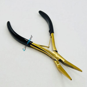 Custom Brand Name Gold Plasma Curved Surgical Grade Stainless Steel Professional Hair <b>Extension</b> Styling Pliers for <b>Micro</b> Nano - Product Image 3