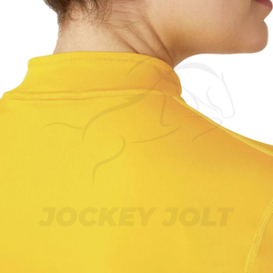 Women Yellow Equestrian Quarter Zip Riding <b>Top</b> Long Sleeve Horse Riding Training Shirt Stretch Performance Base Layer OEM - Product Image 6