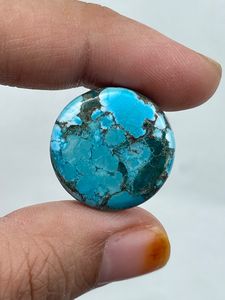 Turquesa Natural de Alta Calidad, Piedras Preciosas Minerales de Color Azul, Corte Brillante Redondo, 40.50 Quilates, 2 Piezas para la Fabricación de Joyas - Product Image 5