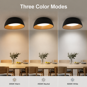 Plafonnier LED rond noir moderne en fer et acrylique, dimmable, à montage en surface, avec télécommande, pour chambre et salon - Product Image 3