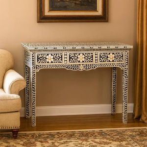 Cajón con Incrustaciones de Hueso de ILAHI, Diseño Moderno con Detalles de Ágata, Mueble Portátil para el Hogar - Product Image 1