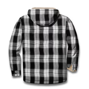 Chaqueta Casual con Capucha de Franela para Hombre, Corte Ajustado, Algodón y Poliéster, 360g, Otoño Invierno, con Botones, Ecológica y Transpirable - Product Image 2
