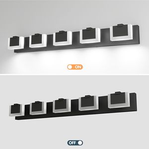 Lampada da Bagno Moderna a 5 Luci LED, Applique Nera con Downlight, Temperatura Colore 6000K per Illuminazione Sopra Specchio - Product Image 5