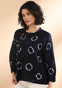 Camisa de Oficina Maaesa para Mujer, 100% Algodón, Hecha a Mano, Tie Dye, Casual, Manga Raglán Completa, Cuello Mandarín, Corte Regular, Lavable - Product Image 5