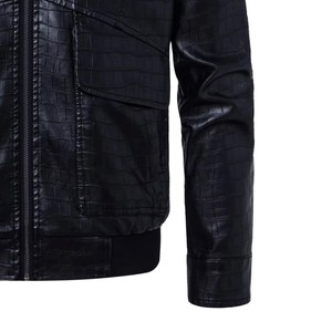 Chaqueta de Cuero Genuino con Grabado de Cocodrilo Negra para Hombre, Transpirable, con Cierre Frontal, Estilo Motero, para Invierno, Color Personalizado - Product Image 2