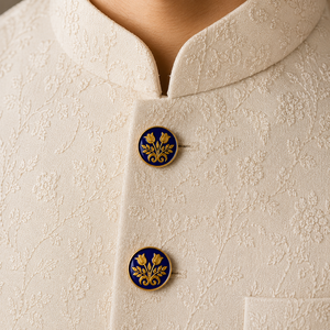 Botón de Sherwani Azul Real Chapado en Oro con Meenakari de Jaipur para Boda, Botón de Kurta de Lujo para Hombre, Artesanía de Esmalte - Product Image 3
