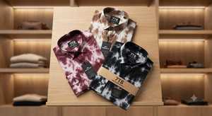 เสื้อโปโลแขนยาวผู้ชายลายมัดย้อม ผ้าฝ้ายทอ 100% เย็บตะเข็บตัดกัน สไตล์ลำลองแนวสตรีทแวร์ - Product Image 3