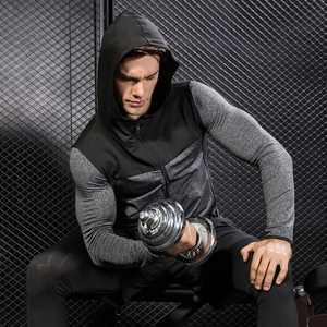 Sudadera con capucha deportiva para hombre con cremallera completa, ropa deportiva personalizada para gimnasio, entrenamiento, correr, fitness - Product Image 5