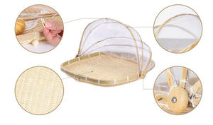 ฝาครอบอาหารทำมือจากไม้ไผ่รักษ์โลก พร้อมลายเพ้นท์รูปทรงกรงสี่เหลี่ยม สำหรับใช้ในเทศกาลอีสเตอร์ - Product Image 3