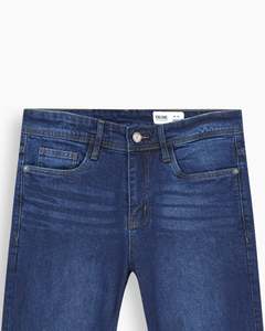 Jean en denim coupe droite pour homme, bleu moyen, ajustement personnalisé, taille haute, respirant, séchage rapide, motif lettres vintage, printemps-hiver - Product Image 3