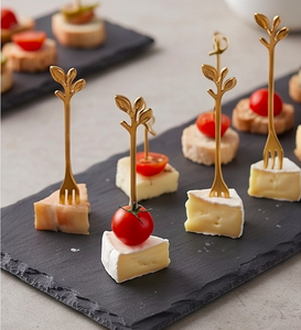 Juego de tenedores de acero inoxidable chapados en oro, diseño de hoja de lujo, cubiertos para fiestas, tenedores para frutas, cubiertos con acabado espejo para uso doméstico - Product Image 6