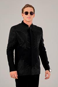 Luxury Midnight Black Jodhpuri Suit for Men Hand Embroidered Glass <b>Bead</b> Sunbeam Design Ethnic Bandhgala Jacket Wedding Outfit - Product Image 6