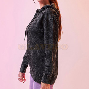 Wholesale Women Acid <b>Wash</b> Knitted Casual Winter Hoodies Quick Dry Anti-Wrinkle Long Sleeves Customizable - Product Image 3