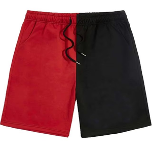 Pantalones Cortos Rojos y Negros para Hombre, Diseño de Contraste Intenso, Ligeros, de Verano, Cintura Elástica, Estilo Casual Urbano, Cómodos de Usar - Product Image 1
