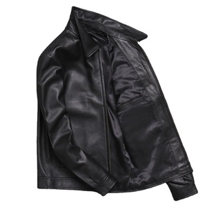 แจ็กเก็ตทรูคเกอร์ผู้ชายแบบคลาสสิกปรับแต่งได้เสื้อหนังแกะแท้คอปกผ้าชาร์โคลสีเทาลำลองเรียบน้ำหนักเบา - Product Image 2