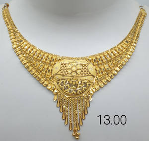 Collar de Oro Sólido de 22K para Mujer, Gargantilla Tradicional India con Filigrana, Joyería Nupcial Hecha a Mano, Conjunto de Oro de 13g - Product Image 2
