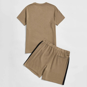 Men's Summer Casual Two-Piece <b>Set</b> <b>Knitted</b> 100% Cotton Breathable High Quality Short <b>Sets</b> In Stock - Product Image 5