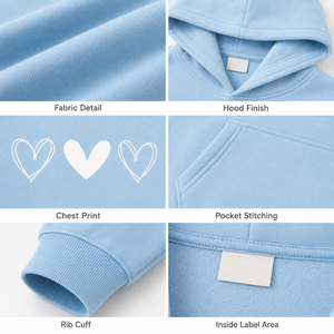 Custom Women Oversized Pullover Hoodie <b>Heart</b> Print Casual Fleece Polyester <b>Sweatshirt</b> Front OEM ODM Private Label Wholesale - Product Image 4