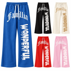 Custom Womens Relaxed Sweatpants <b>Pink</b> Beige Baggy Cuffed Elastic Waist Lounge <b>Trousers</b> Wholesale Manufacturer - Product Image 1