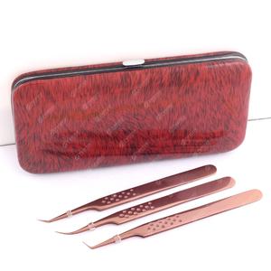 Pinzas de extensión de pestañas personalizadas de oro rosa Fácil agarre Fibra de volumen de acero inoxidable Fabricante al por mayor de pestañas - Product Image 5