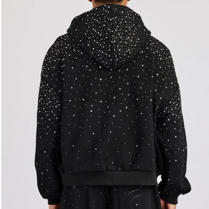 Sweat à capuche polaire OEM pour homme, hiver, avec strass, motif orné de pierres, 100% coton de haute qualité, vente en gros, nouvelle arrivée - Product Image 6