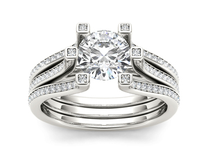 Anillo de Oro de 14K con Diamante Cultivado en Laboratorio de Corte Redondo de 1 Quilate, Certificado IGI, VS1, Color E, con Tres Capas de Engaste, para Boda, Compromiso o Aniversario - Product Image 4