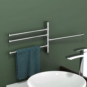 Toallero de pared de acero inoxidable con 4 brazos giratorios, barra colgante para decorar tu baño a un nivel superior - Product Image 1