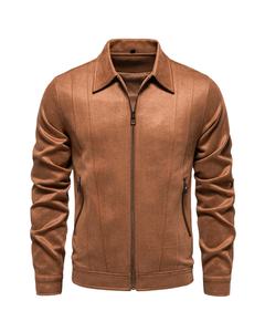 From Direct Factory Custom Design Turn Down Collar Side Pocket Solid Color <b>Men</b> Trendy High Street Retro <b>Suede</b> <b>Jacket</b> - Product Image 1