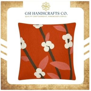 Nouvelle Housse de Coussin Carrée Moderne Brodé Tendance avec Motif Végétal Rouge et Blanc pour la Décoration Intérieure – Vente en Gros - Product Image 2