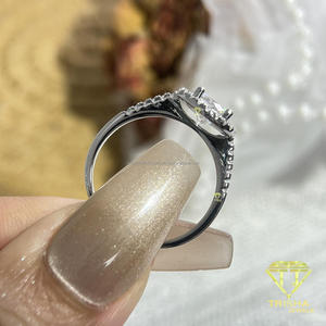 Round Cut Moissanite Diamond <b>Ring</b> <b>925</b> Sterling <b>Silver</b> Elegant Double Band Engagement Wedding Jewelry For Women - Product Image 4